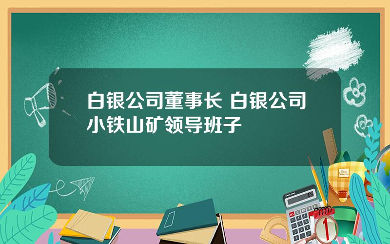 白银公司董事长 白银公司小铁山矿领导班子